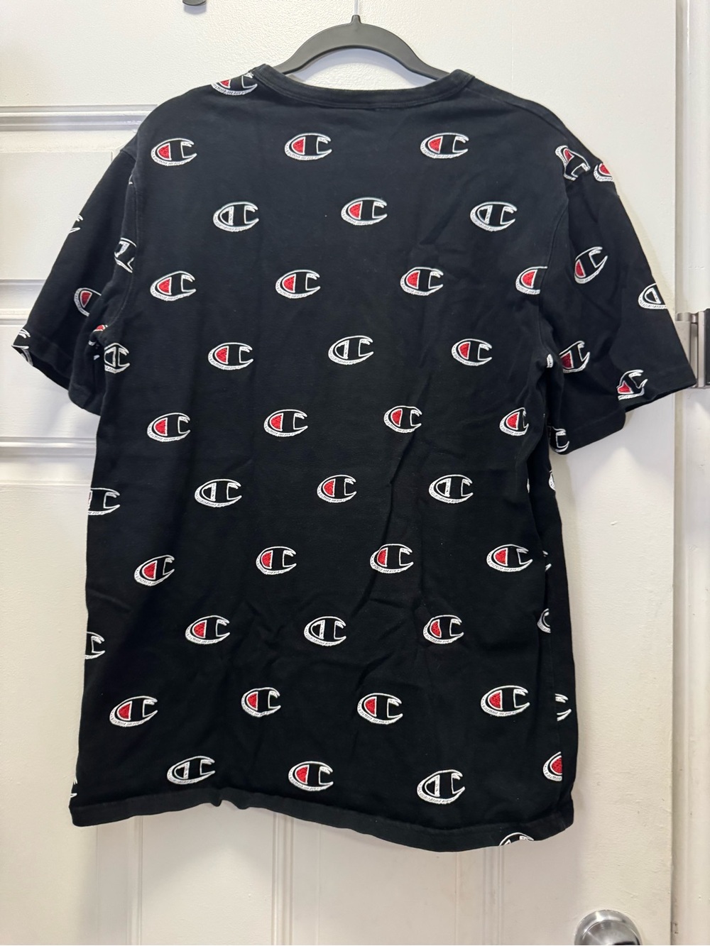Champion Black Tee with Red and Blue Logo Details 0293 - Picture 3 of 3